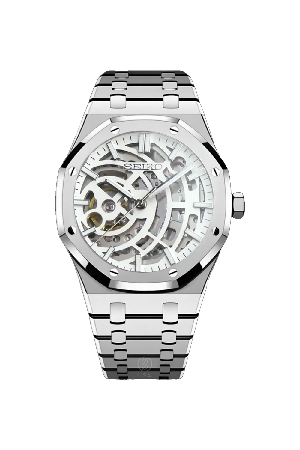Mod Royal Oak Skeleton White Silver